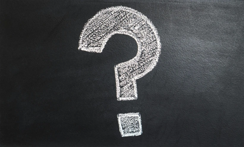 a chalkboard with a question mark drawn on it, an album cover, by Adam Marczyński, pixabay, on a gray background, background image, profile picture, contain