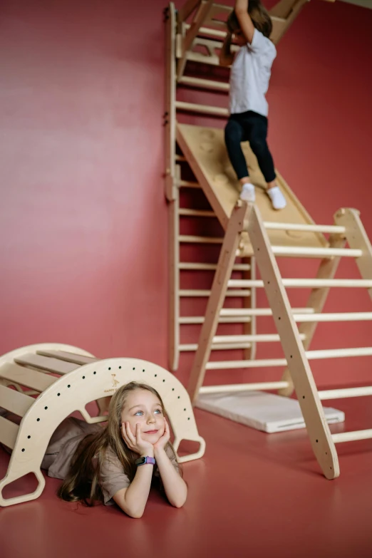 a little girl standing on top of a wooden ladder, activity play centre, pi-slices and kidmograph, wall, thumbnail