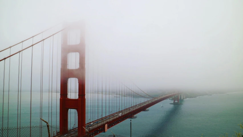 a view of the golden gate bridge on a foggy day, pexels contest winner, hurufiyya, 2 5 6 x 2 5 6 pixels, ignant, white fog painting, background image