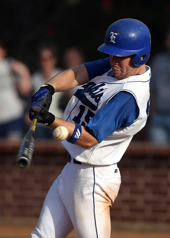 a baseball player swinging a bat at a ball, reddit, kobalt blue, college, ap news photograph, slide show