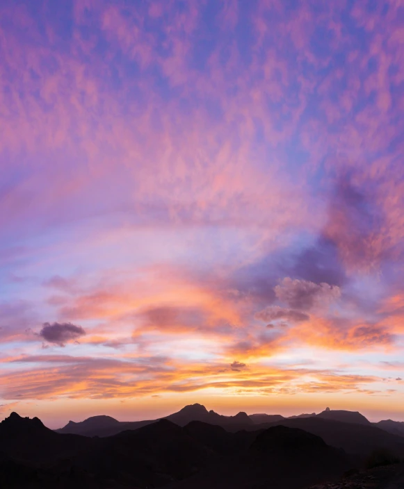 a colorful sunset at the top of a mountain, by Sebastian Spreng, ultrawide image, fine art print, pink, multicoloured