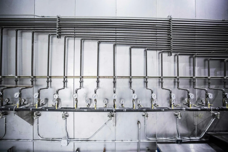 a bunch of pipes that are connected to a wall, unsplash, the ecolab industrial dishwasher, instagram photo, steel plating, commissioned