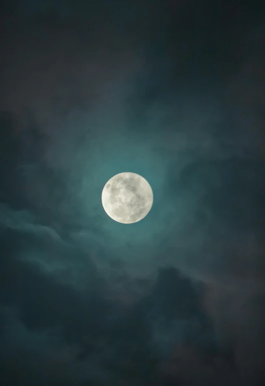 a full moon is seen through the clouds, an album cover, by Alison Geissler, trending on unsplash, ignant, mint, round-cropped, grey