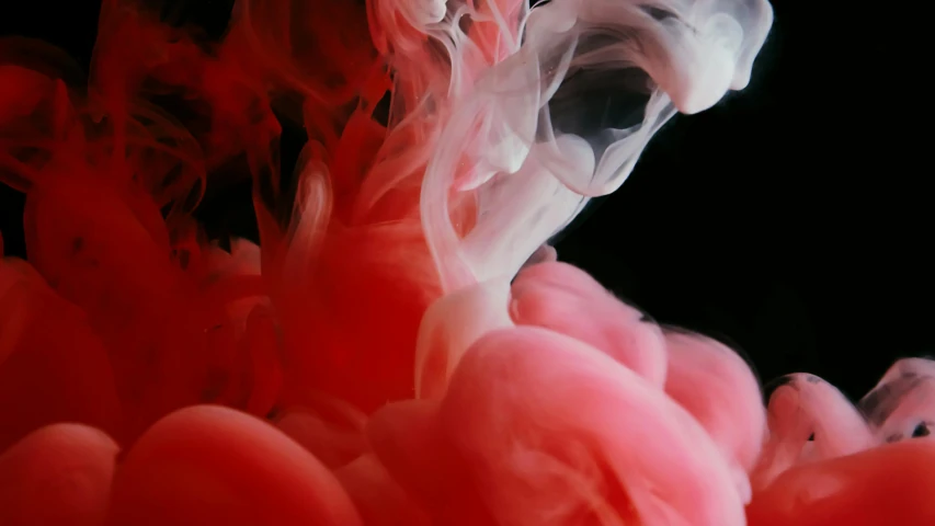 a close up of a pink substance in water, an airbrush painting, inspired by Kim Keever, pexels contest winner, red white black colors, (smoke), wallpaper mobile, colorised