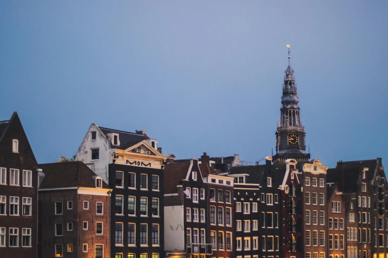 a group of buildings next to a body of water, by Jan Tengnagel, pexels contest winner, baroque, early evening, dutch style, herzog de meuron, plain background