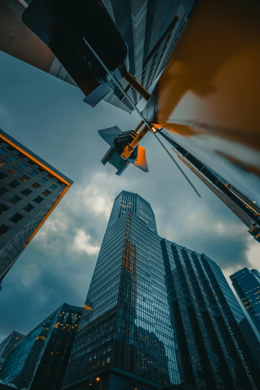 a group of tall buildings sitting next to each other, by Tobias Stimmer, unsplash contest winner, skyscrapers and flying cars, low angle uhd 8 k, city reflections, intersection