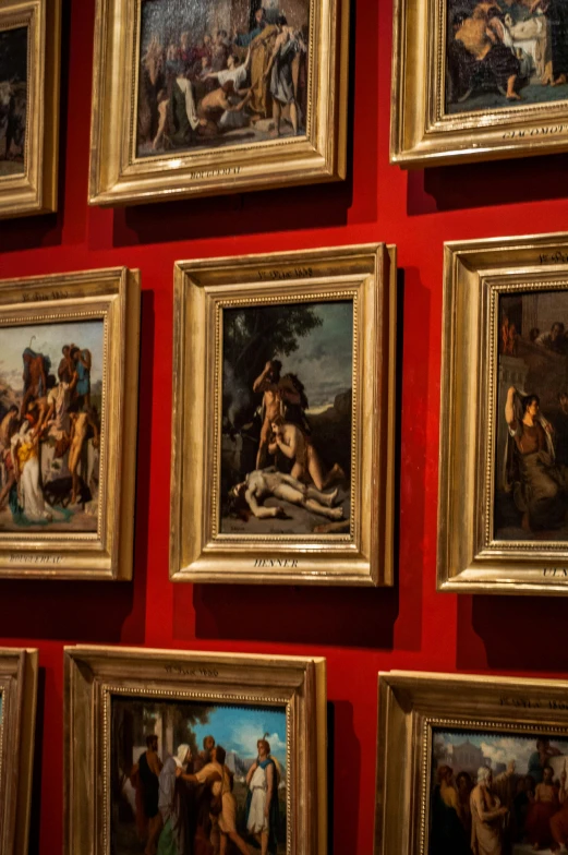 a bunch of paintings that are on a wall, a renaissance painting, by Adriaen Hanneman, louvre collection, dramatic framing, thumbnail, vibrant aesthetic