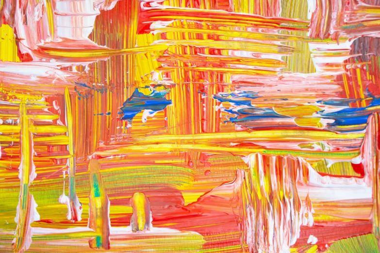 a painting with a lot of colors on it, inspired by Richter, pexels, abstract art, yellow and red, artist - phil moss, layers of colorful reflections, full of colour 8-w 1024