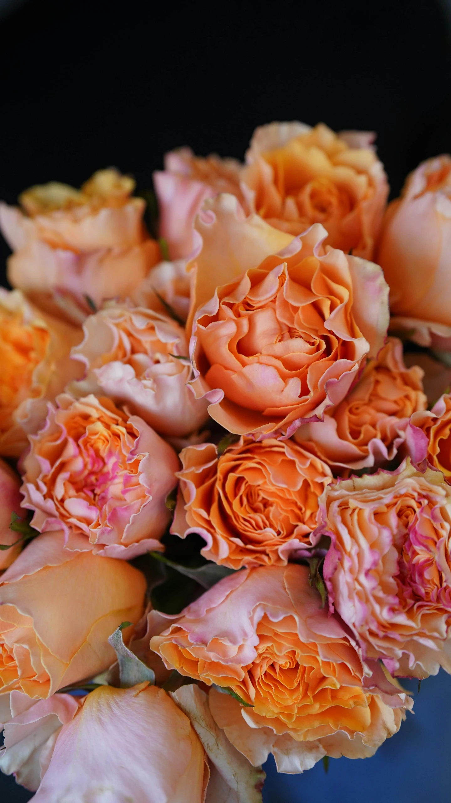 a close up of a bunch of flowers in a vase, crown of mechanical peach roses, striking colour, award - winning, battered