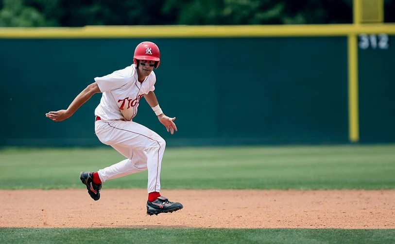 a baseball player running on a baseball field, pexels contest winner, kek, at full stride, high quality product image”, tournament