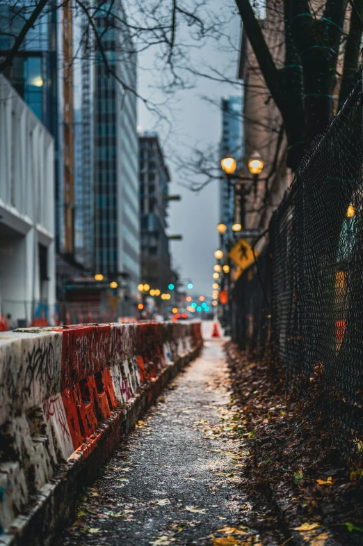 a red fire hydrant sitting on the side of a road, by Chris Rallis, unsplash contest winner, graffiti, under construction, high rises, in a row, pathways