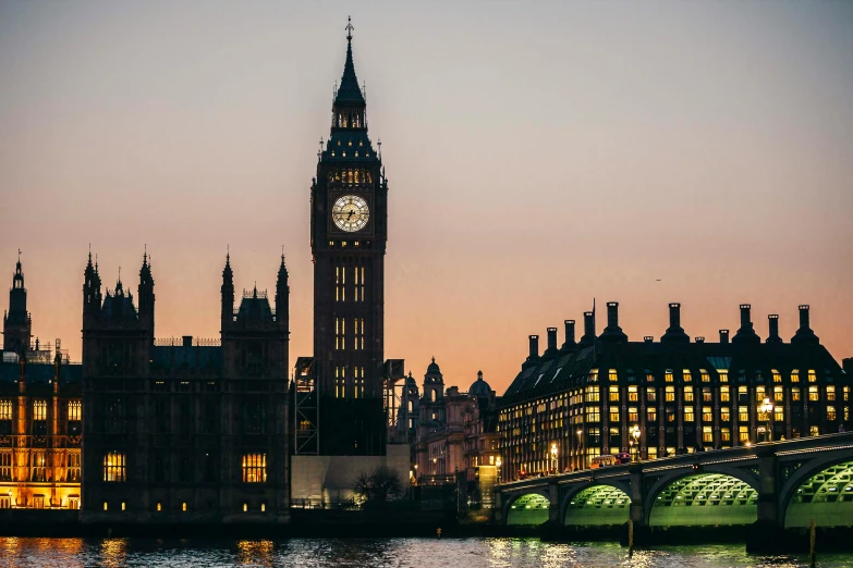 the big ben clock tower towering over the city of london, pexels contest winner, poorly lit, building along a river, thumbnail, 1970s photo