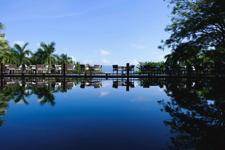 a large body of water surrounded by trees, infinity pool mirrors, backwater bayou, thumbnail, puerto rico