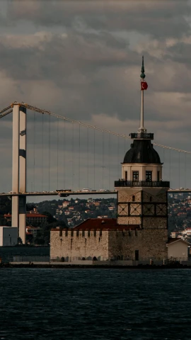 a large body of water with a bridge in the background, inspired by Niyazi Selimoglu, pexels contest winner, hurufiyya, neoclassical tower with dome, gif, port, taken with sony alpha 9