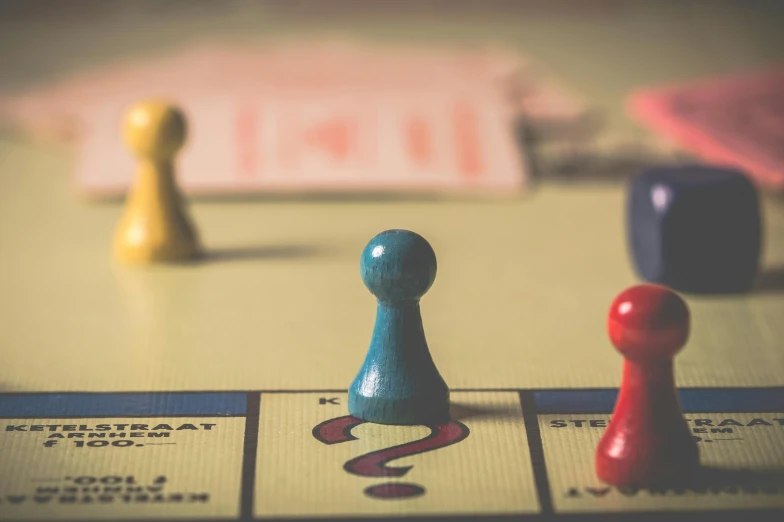 a close up of a board game on a table, by Daniel Lieske, pexels contest winner, neoplasticism, square, brown red blue, unfinished, 15081959 21121991 01012000 4k