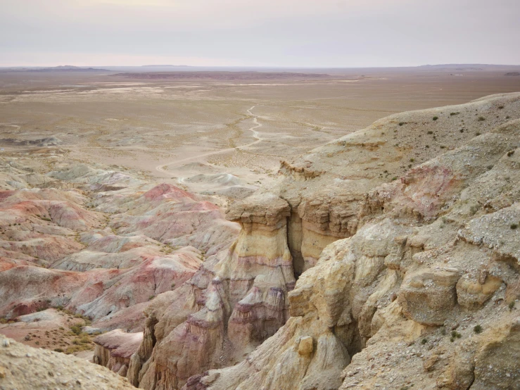 a group of people standing on top of a mountain, an ultrafine detailed painting, unsplash contest winner, hyperrealism, bisti badlands, фото девушка курит, lots of pastel colour, view from slightly above