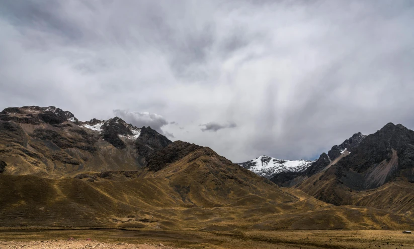 a herd of sheep grazing on top of a dry grass field, by Peter Churcher, trending on unsplash, hurufiyya, andes, panorama view, peaks, conde nast traveler photo