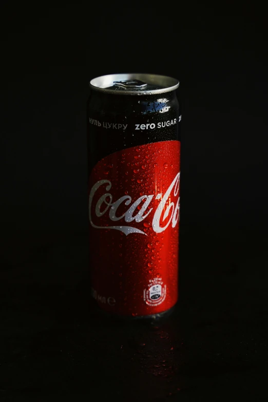 a can of coke sitting on top of a table, pexels, hyperrealism, standing with a black background, made of drink, contain, 2040