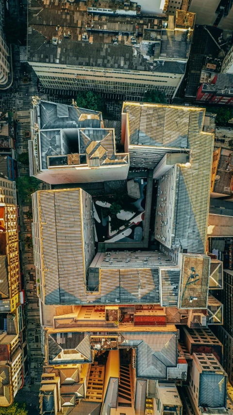 a view from the top of a tall building, an album cover, by Joseph Severn, unsplash contest winner, kowloon walled city, ignant, in chippendale sydney, brutalist courtyard