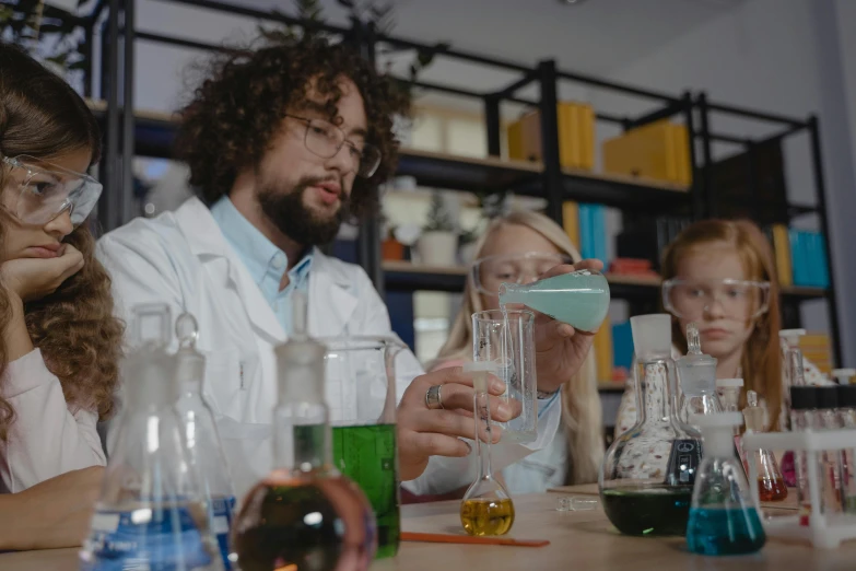 a group of people sitting at a table in a lab, liquid magic, thumbnail, profile image, 8k octan photo