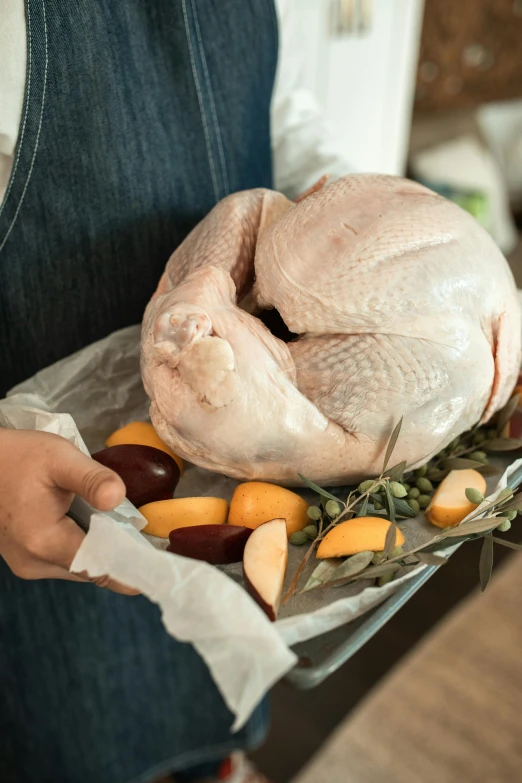 a person holding a tray with a turkey on it, no cropping, uncropped, 4l, 1 6 x 1 6