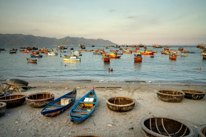 a number of boats in a body of water, unsplash contest winner, vietnam, avatar image, colored photo, thumbnail