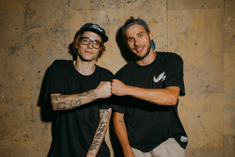 a couple of men standing next to each other, a portrait, pexels contest winner, antipodeans, pewdiepie, style of tony hawk, 15081959 21121991 01012000 4k, liam brazier and nielly