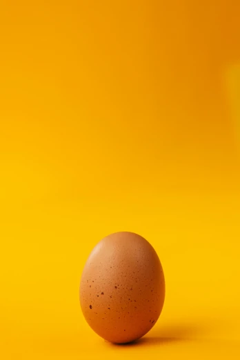 an egg sitting on top of a yellow surface, a picture, shutterstock contest winner, portrait of tall, 15081959 21121991 01012000 4k, orange color, dawn mcteigue