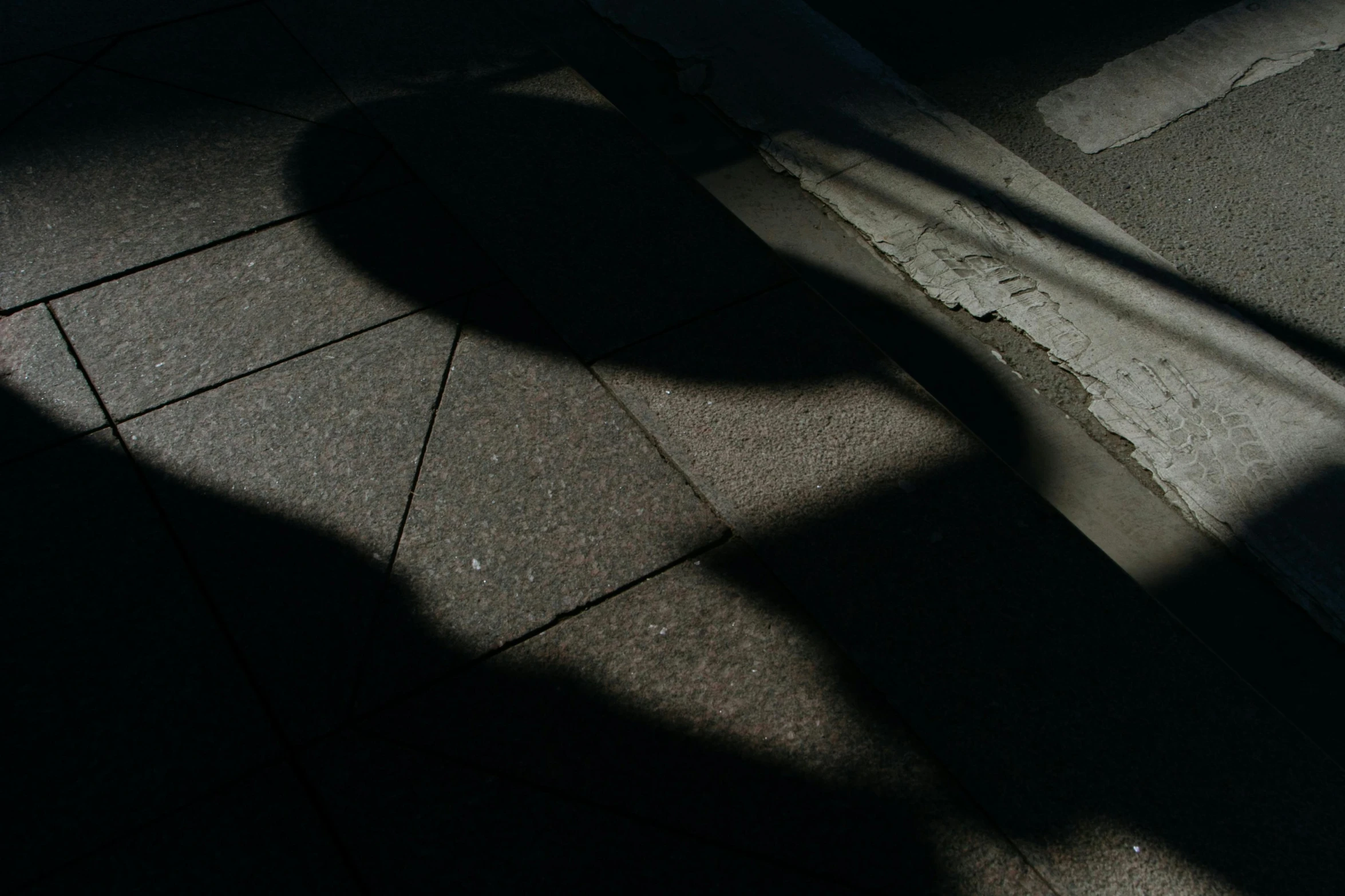 a shadow of a street sign on a sidewalk, pexels contest winner, faceless people dark, volumetric light from above, paved, anna nikonova