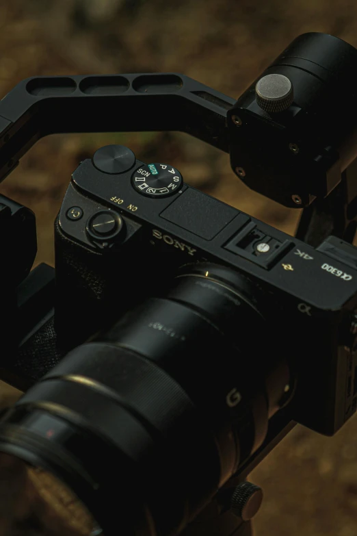 a close up of a camera on a tripod, sony fx 6, sony a7r, camera looking down upon, lut