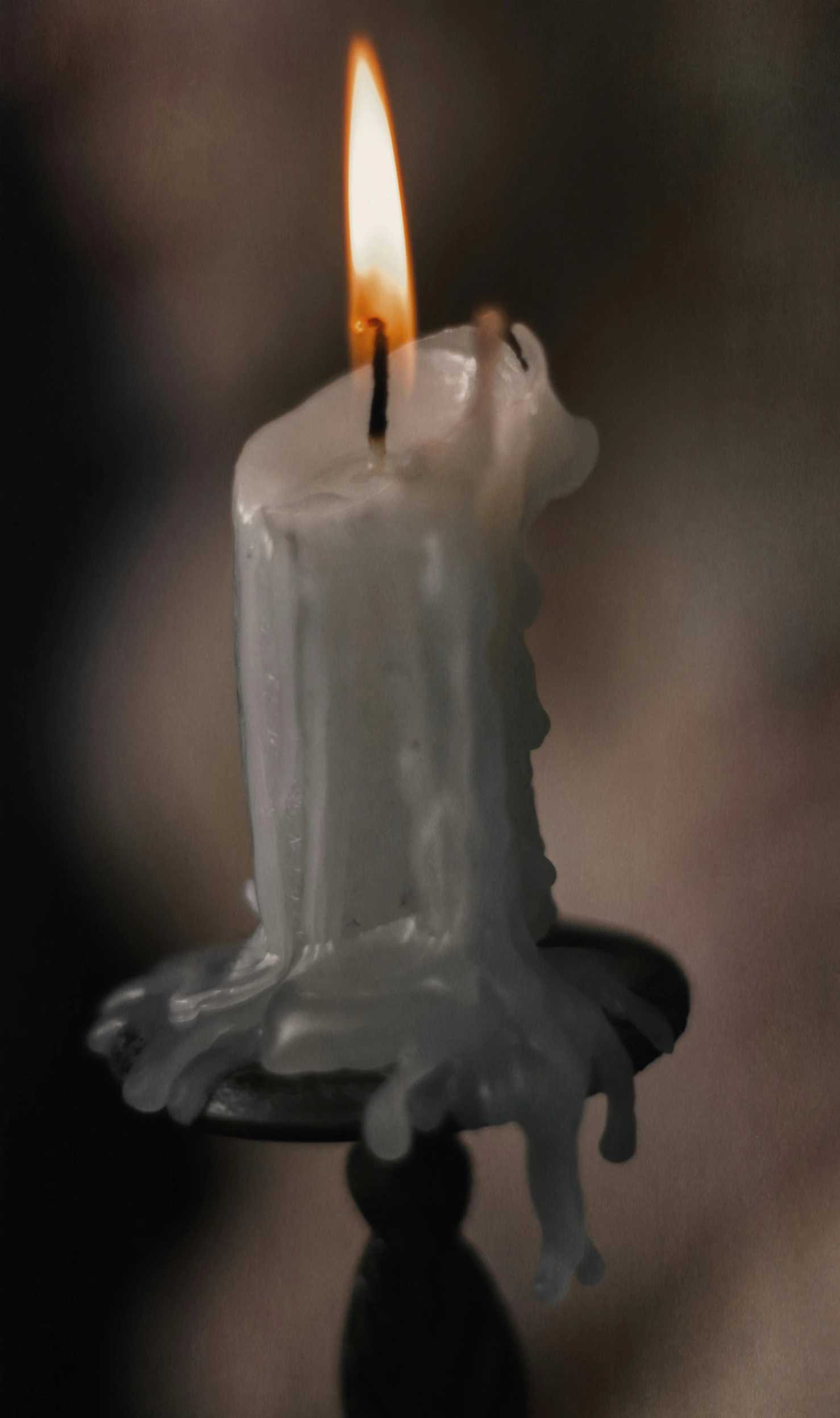 a lit candle sitting on top of a table, inspired by Robert Mapplethorpe, renaissance, dripping stalagtites, octane render - n 6, portrait photo