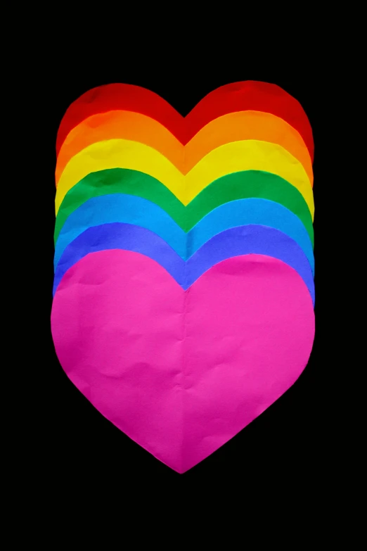 a rainbow heart on a black background, an album cover, pexels, with paper lanterns, 2010s, 1 8 5 0 s, single color