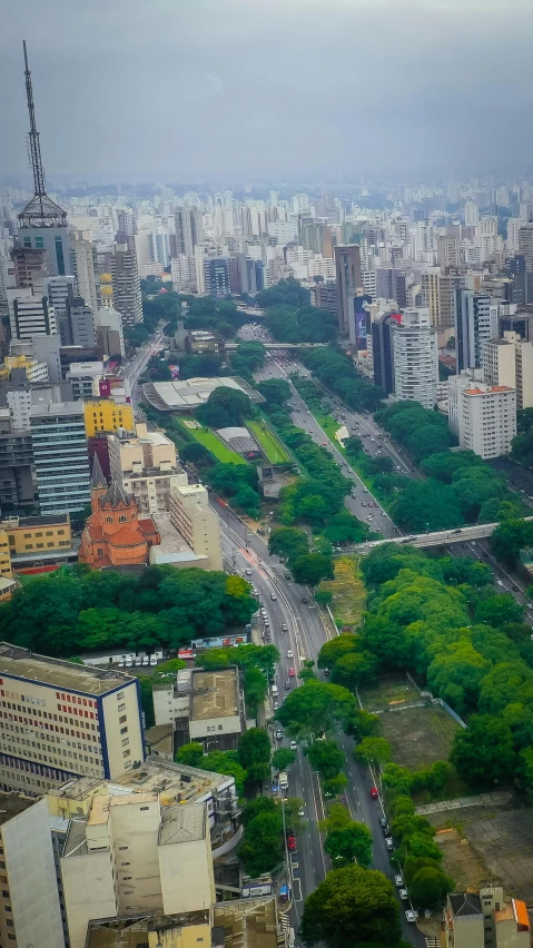 a view of a city from the top of a building, by Felipe Seade, parks and monuments, edu souza, 8 k photo, square