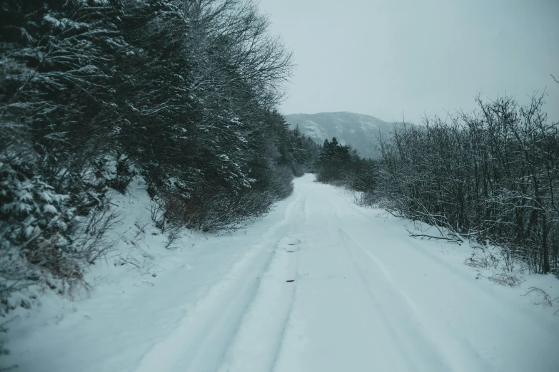 a snow covered road in the middle of a forest, an album cover, pexels contest winner, road between hills, grey, 2 5 6 x 2 5 6 pixels, ai weiwei and gregory crewdson