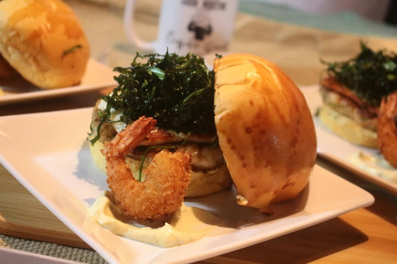 a close up of a plate of food on a table, crispy buns, profile image, crabcore, thumbnail