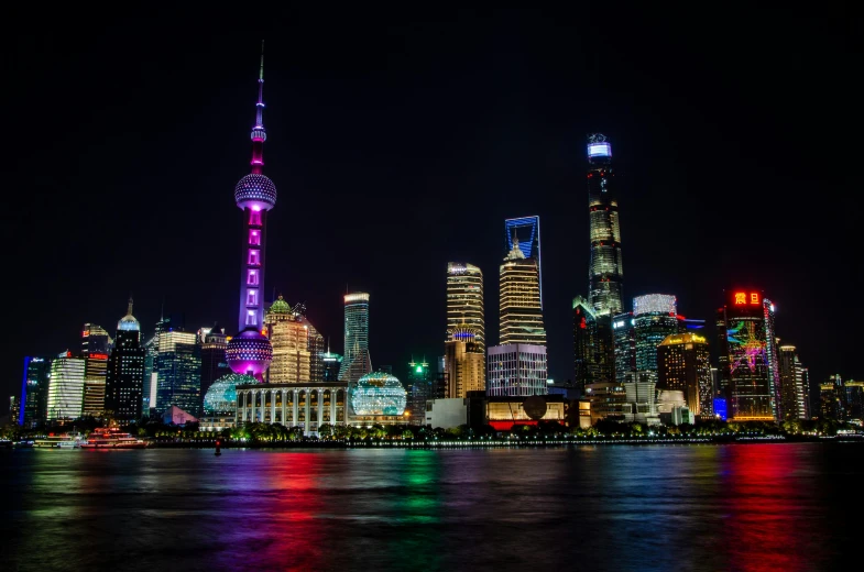 the city skyline is lit up at night, by Zha Shibiao, pexels contest winner, fan favorite, subtitles, zhelong xu, avatar image