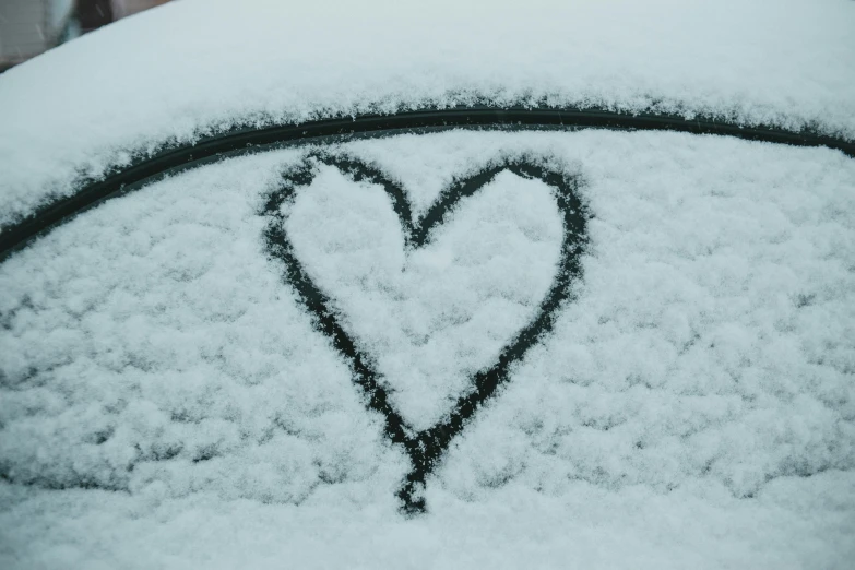 a heart drawn in the snow on a car, pexels contest winner, black, a cozy, from wheaton illinois, white