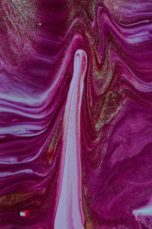 a close up of a painting on a piece of paper, an ultrafine detailed painting, inspired by Julian Schnabel, trending on pexels, abstract art, made of liquid purple metal, light micrograph, raspberry banana color, mane