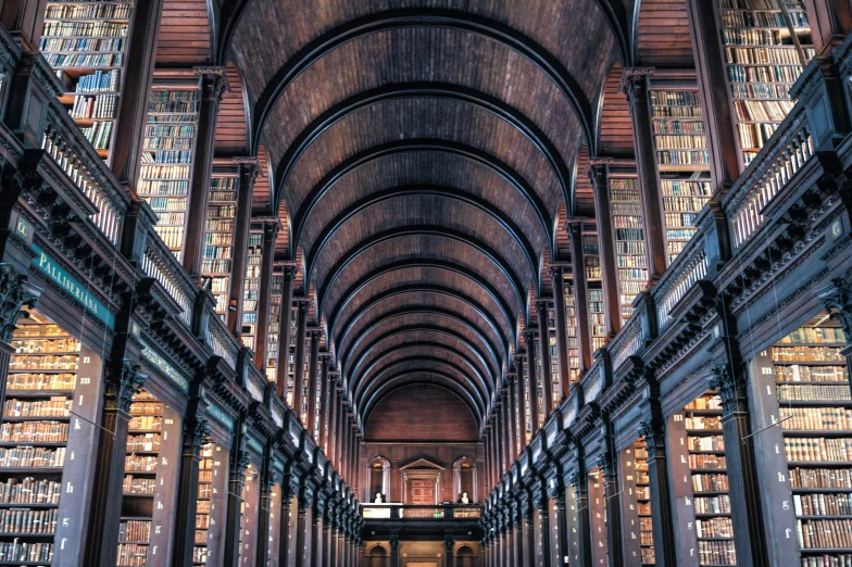 a long room filled with lots of books, unsplash contest winner, renaissance, book of kells, conde nast traveler photo, exterior photo, profile image