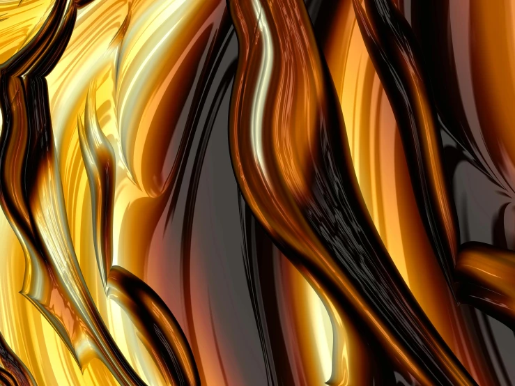 a close up of a piece of art, a digital painting, by David Donaldson, trending on zbrush central, abstract art, shiny golden, fire lines, caramel, glossy