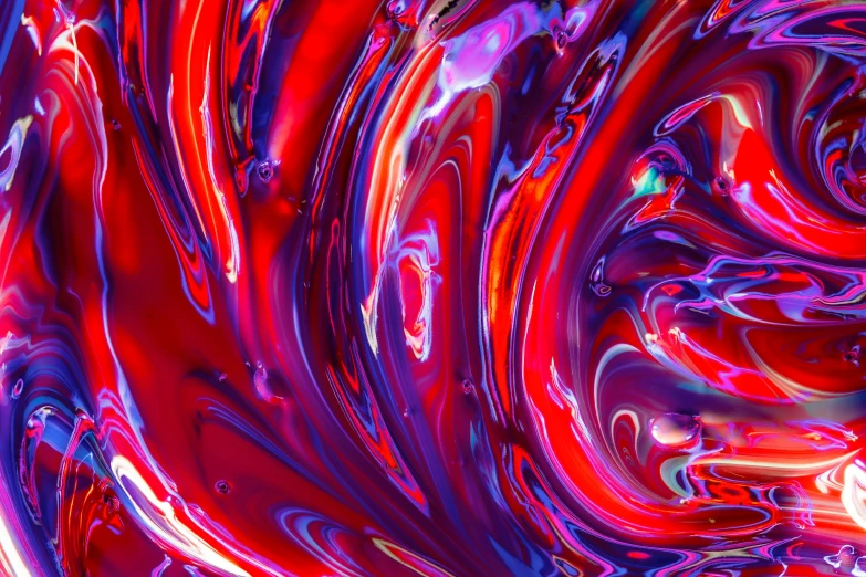 a close up of a red and blue swirl, inspired by Yanjun Cheng, trending on pexels, abstract art, made of liquid purple metal, illustration 8 k, vibrant red