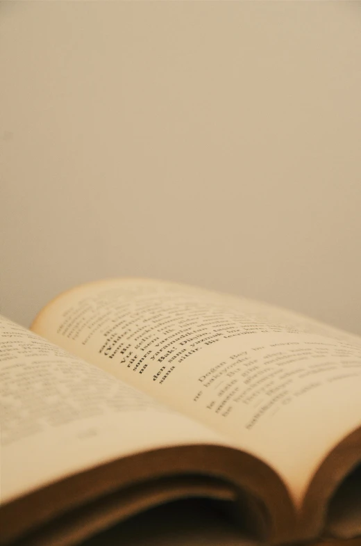 an open book sitting on top of a wooden table, by David Simpson, unsplash, on a pale background, words, soft shade, close-up photo