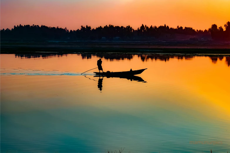 a person on a small boat in a body of water, inspired by Steve McCurry, pexels contest winner, hurufiyya, colours of the sunset, assamese, multicoloured, slide show