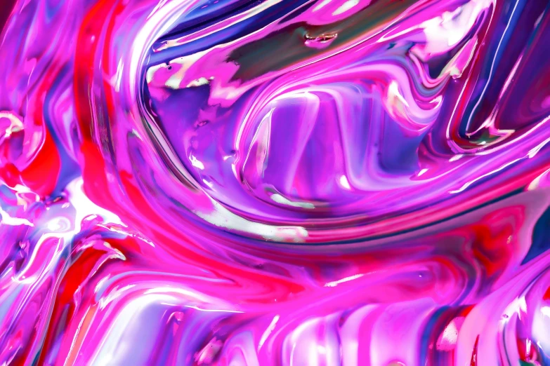 a close up of a colorful liquid substance, a digital painting, inspired by Yanjun Cheng, trending on pexels, purple and pink, glossy plastic, illustration 8 k, shiny glossy skin
