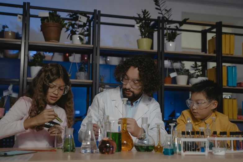 a group of people sitting at a table in a lab, luts, avatar image, thumbnail, hispanic