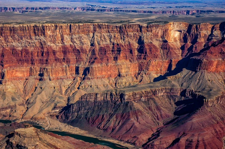 a view of the grand canyon from the air, a photo, exterior shot, fan favorite, monumental structures, high view