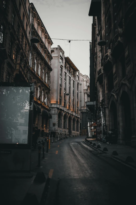 an empty street in the middle of a city, pexels contest winner, renaissance, fallout style istanbul, beige and dark atmosphere, square, high quality photo