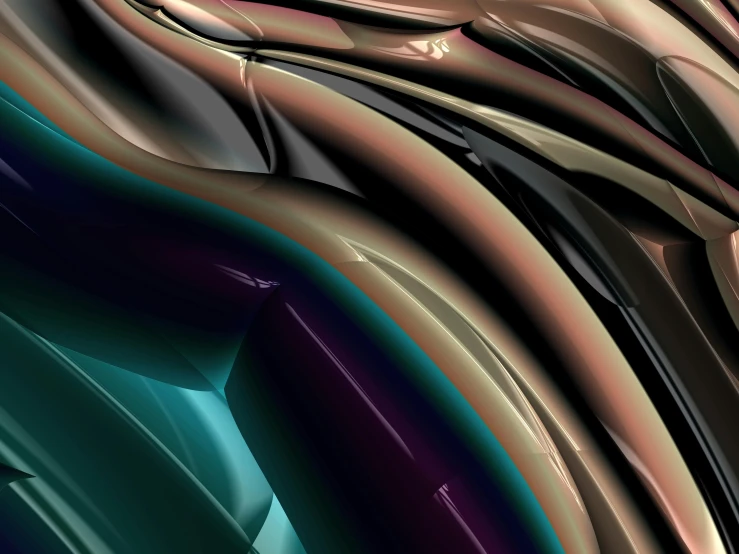 a close up of a computer keyboard on a desk, a digital painting, inspired by Zaha Hadid, trending on zbrush central, generative art, random metallic colors, flowing silk sheets, 1 0 2 4 farben abstract, digital painting - n 5