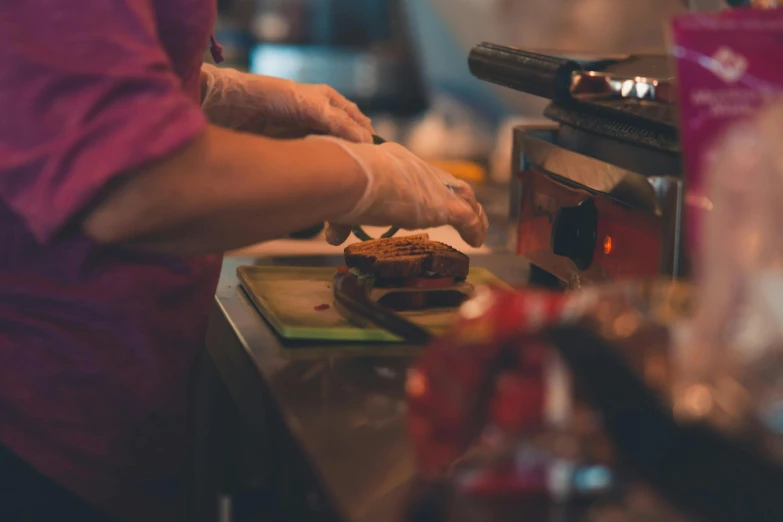 a person in a kitchen preparing food on a cutting board, regal fast food joint, profile image, fan favorite, steak