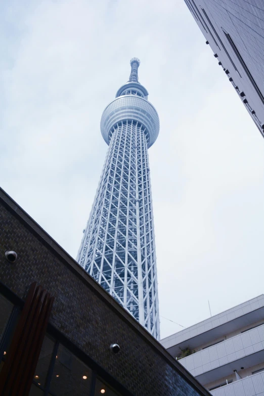 a tall tower towering over a city next to tall buildings, sōsaku hanga, japan tokyo skytree, opposite the lift-shaft, dome, next to a big window